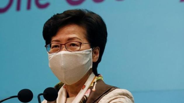 Hong Kong Chief Executive Carrie Lam, wearing a mask due to the ongoing global outbreak of the coronavirus in Hong Kong, China on June 2, 2020.(Reuters File Photo)