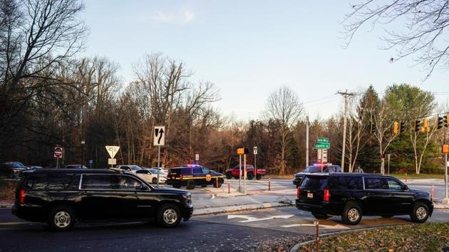 The motorcade carrying President-elect Joe Biden depart for the Delaware Orthopaedic Specialists clinic after he twisted his ankle while playing with his dog Major, in Wilmington, Delaware, US on November 29, 2020. (Reuters File Photo)