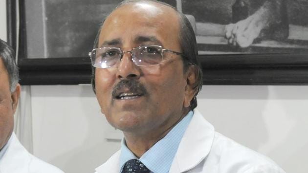 PGIMER director, Prof Jagat Ram, has said a decision to open the OPDs to all patients once the number of cases drops to below 50 a day.(HT Photo) PGIMER director, Prof Jagat Ram, has said a decision to open the OPDs to all patients once the number of cases drops to below 50 a day.(HT Photo)