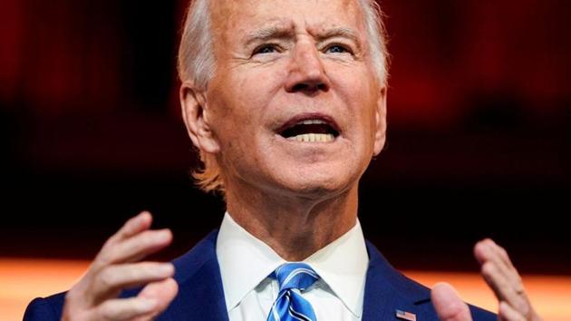 US President-elect Joe Biden at his transition headquarters in Wilmington, Delaware, US.(Reuters) US President-elect Joe Biden at his transition headquarters in Wilmington, Delaware, US.(Reuters)