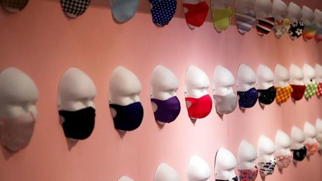 Face masks are displayed at Tokyo Mask Land, a face-mask theme exhibition and its speciality shop, amid the coronavirus disease (COVID-19) outbreak, in Yokohama, Japan.(REUTERS)