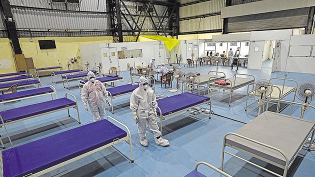 The new post-Covid OPD centre at NESCO in Goregaon opened on Monday.(Satyabrata Tripathy/HT Photo) The new post-Covid OPD centre at NESCO in Goregaon opened on Monday.(Satyabrata Tripathy/HT Photo)