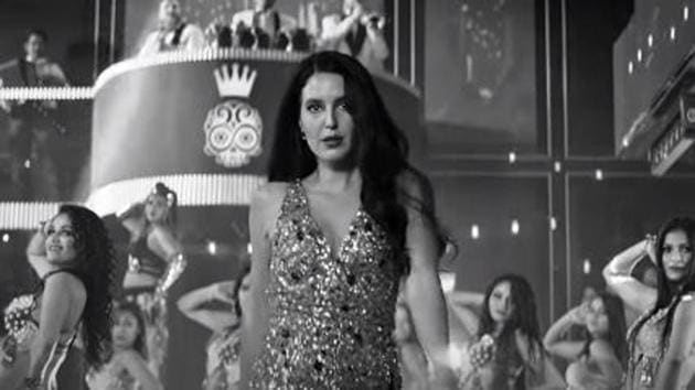 Isablle Kaif in a screengrab from the monochrome music video for Mashallah.