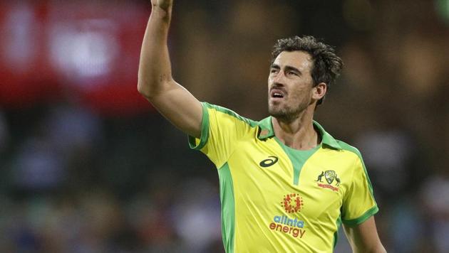 Australian bowler Mitchell Starc reaches up to catch the ball during the one day international cricket match between India and Australia at the Sydney Cricket Ground in Sydney, Australia, Sunday, Nov. 29, 2020. (AP Photo/Rick Rycroft)(AP) Australian bowler Mitchell Starc reaches up to catch the ball during the one day international cricket match between India and Australia at the Sydney Cricket Ground in Sydney, Australia, Sunday, Nov. 29, 2020. (AP Photo/Rick Rycroft)(AP)