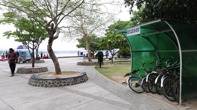 A docking station at Sukhna Lake in Chandigarh. (Keshav Singh/HT) A docking station at Sukhna Lake in Chandigarh. (Keshav Singh/HT)
