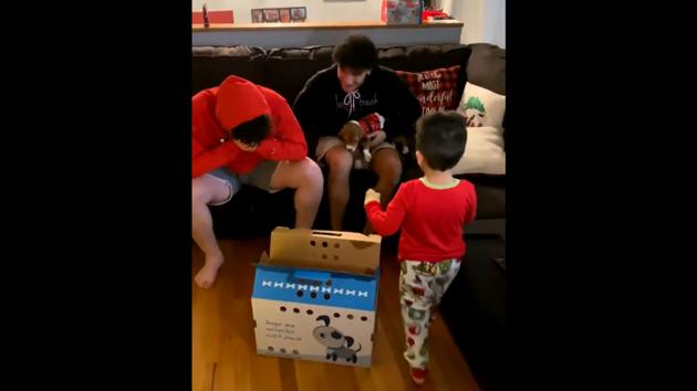 The boys react to their early Christmas present.(Reddit)