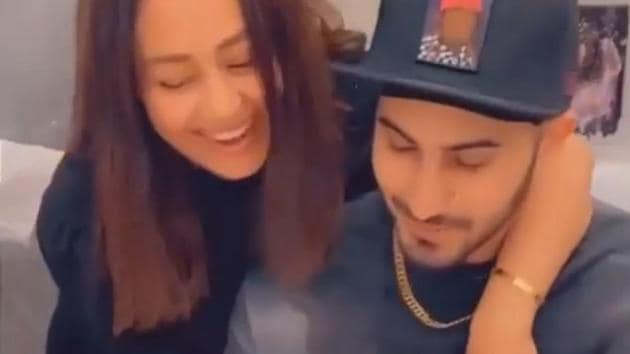 Neha Kakkar with Rohanpreet Singh on his birthday. Neha Kakkar with Rohanpreet Singh on his birthday.