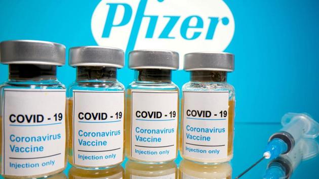 Illustration showing Pfizer and BioNTech’s coronavirus vaccine vials.(REUTERS/ FILE)
