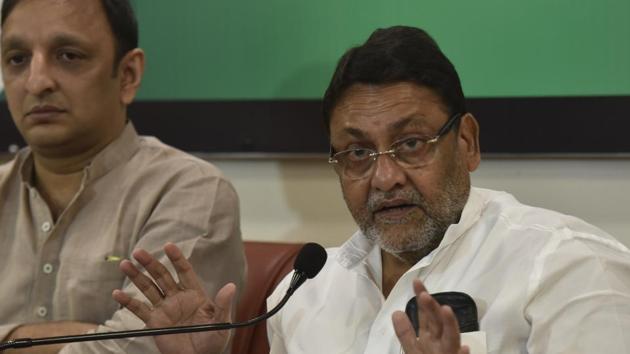 NCP leader Nawab Malik addressing the media.(Anshuman Poyrekar/ Hindustan Times) NCP leader Nawab Malik addressing the media.(Anshuman Poyrekar/ Hindustan Times)