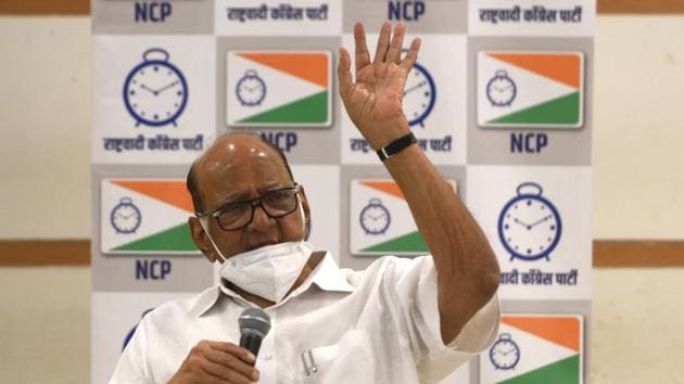 NCP chief Sharad Pawar congratulated the MVA candidates on winning the legislative council polls.(Satish Bate/HT Photo) NCP chief Sharad Pawar congratulated the MVA candidates on winning the legislative council polls.(Satish Bate/HT Photo)