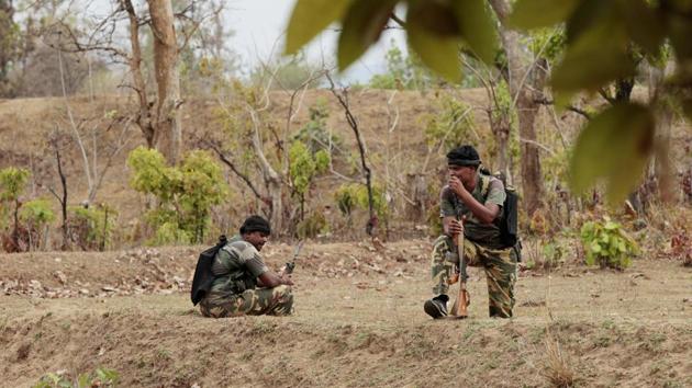 A joint team of district reserve guard (DRG) and Central Reserve Police Force (CRPF) engaged a group of Maoists in a gunfight in a forest in Chhattisgarh’s Bijapur district.(Representational image/HT PHOTO) A joint team of district reserve guard (DRG) and Central Reserve Police Force (CRPF) engaged a group of Maoists in a gunfight in a forest in Chhattisgarh’s Bijapur district.(Representational image/HT PHOTO)
