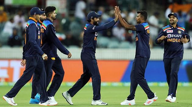 The Indian team celebrates a wicket.(Getty Images) The Indian team celebrates a wicket.(Getty Images)