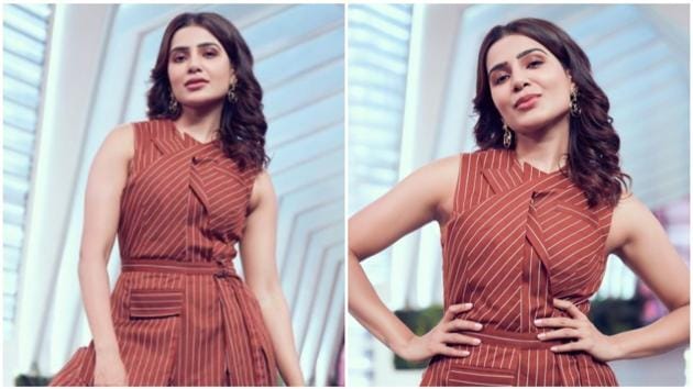 Samantha Akkineni in Rs 11k pinstripe jumpsuit is the definition of classy(Instragram/samantharuthprabhuoffl) Samantha Akkineni in Rs 11k pinstripe jumpsuit is the definition of classy(Instragram/samantharuthprabhuoffl)