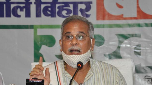 Chhattisgarh Chief Minister Bhupesh Baghel addresses a press conference.(PTI/ File photo)