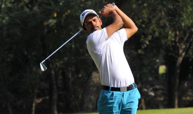 Golfer Akshay Sharma playing a shot at the Jeev Milkha Singh Invitational 2020 Golf Tournament at Golf Club in Chandigarh on Friday. (Keshav Singh/HT) Golfer Akshay Sharma playing a shot at the Jeev Milkha Singh Invitational 2020 Golf Tournament at Golf Club in Chandigarh on Friday. (Keshav Singh/HT)
