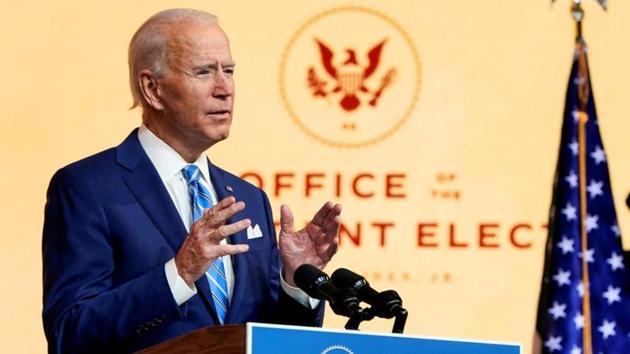 US President-elect Joe Biden delivers a pre-Thanksgiving speech at his transition headquarters in Wilmington, Delaware, US, November 25, 2020.(Reuters File Photo) US President-elect Joe Biden delivers a pre-Thanksgiving speech at his transition headquarters in Wilmington, Delaware, US, November 25, 2020.(Reuters File Photo)