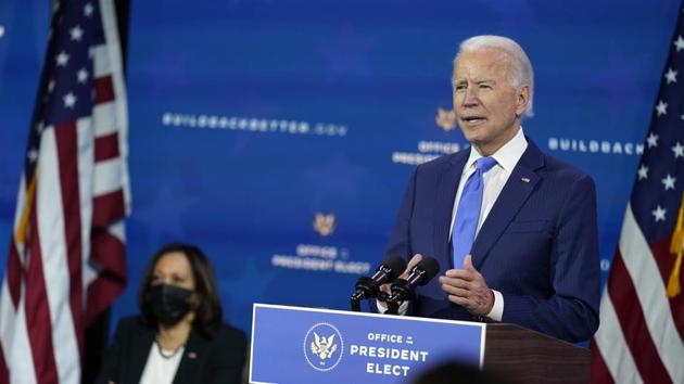 The underlying approach in Biden’s remarks was consistent with what his aides were saying even before his victory(AP) The underlying approach in Biden’s remarks was consistent with what his aides were saying even before his victory(AP)