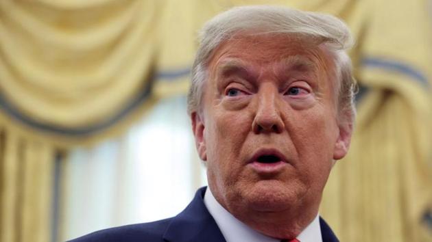 US President Donald Trump responds to a question from a reporter after a medal ceremony in the Oval Office at the White House in Washington, US.(Reuters) US President Donald Trump responds to a question from a reporter after a medal ceremony in the Oval Office at the White House in Washington, US.(Reuters)