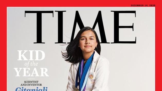 This undated photo provided by Time Magazine shows the cover of its December 14, 2020, issue, featuring a 15-year-old Colorado high school student and young scientist who has been named the magazine's first-ever "Kid of the Year."(AP Photo)