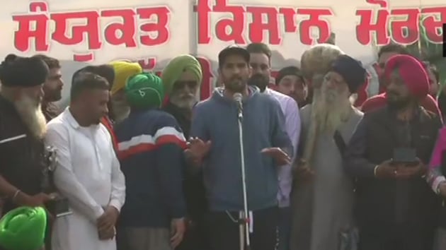 Vijender Singh at the farmer protest.(ANI)