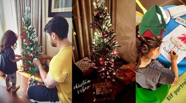 Inaaya Naumi Kemmu and Kunal Kemmu prep for Christmas.