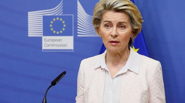 European Commission President Ursula von der Leyen gives a statement regarding Brexit talks at the European Commission in Brussels, Belgium December 5, 2020.(Reuters photo) European Commission President Ursula von der Leyen gives a statement regarding Brexit talks at the European Commission in Brussels, Belgium December 5, 2020.(Reuters photo)