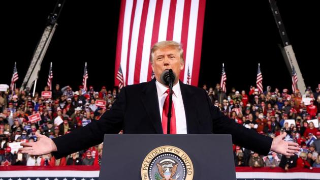US President Donald Trump gestures as he speaks during a campaign rally for Republican US senators David Perdue and Kelly Loeffler, ahead of their January runoff elections to determine control of the US Senate, in Valdosta, Georgia, US on December 5, 2020.(Reuters File Photo) US President Donald Trump gestures as he speaks during a campaign rally for Republican US senators David Perdue and Kelly Loeffler, ahead of their January runoff elections to determine control of the US Senate, in Valdosta, Georgia, US on December 5, 2020.(Reuters File Photo)