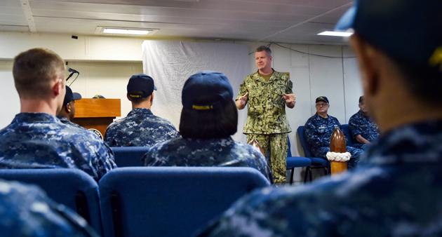 The US Navy routinely has tense encounters with the Revolutionary Guard, whose speed boats race alongside American warships in the Persian Gulf. (AP) The US Navy routinely has tense encounters with the Revolutionary Guard, whose speed boats race alongside American warships in the Persian Gulf. (AP)