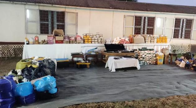 The haul of narcotics and contraband seized from Moreh.(HT PHOTO) The haul of narcotics and contraband seized from Moreh.(HT PHOTO)