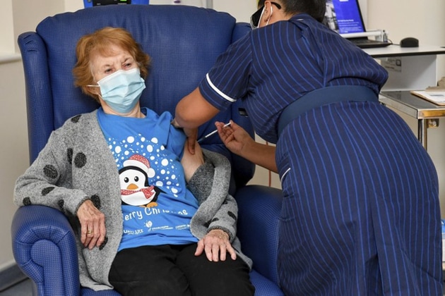 The 90-year-old Margaret Keenan received the Pfizer-BioNTech shot (Reuters image) The 90-year-old Margaret Keenan received the Pfizer-BioNTech shot (Reuters image)