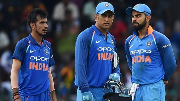 Yuzvendra Chahal with MS Dhoni and Virat Kohli in 2018.(Getty Images) Yuzvendra Chahal with MS Dhoni and Virat Kohli in 2018.(Getty Images)