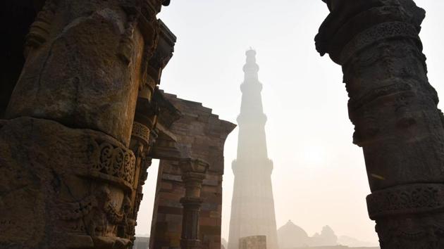 A lawsuit has been filed in a Delhi court seeking restoration of Hindu and Jain deities in what the petitioners claimed was temple situated inside the Qutub Minar complex at Mehrauli(Sanchit Khanna/ Hindustan Times)