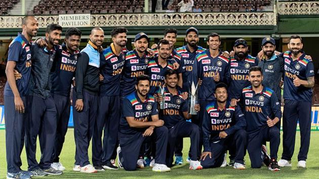 A victorious Indian team after winning the T20 series.(Getty Images) A victorious Indian team after winning the T20 series.(Getty Images)