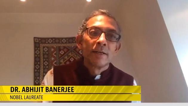 Novel laureate Dr Abhijit Banerjee speaks on Hindustan Times Leadership Summit 2020 on Thursday.