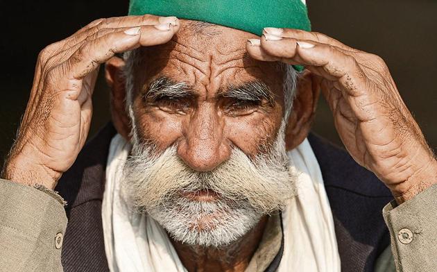 A Bharatiya Kisan Union (BKU) member at Ghazipur border during ‘Delhi Chalo’ protest march against the new farm laws, in New Delhi.(PTI Photo) A Bharatiya Kisan Union (BKU) member at Ghazipur border during ‘Delhi Chalo’ protest march against the new farm laws, in New Delhi.(PTI Photo)