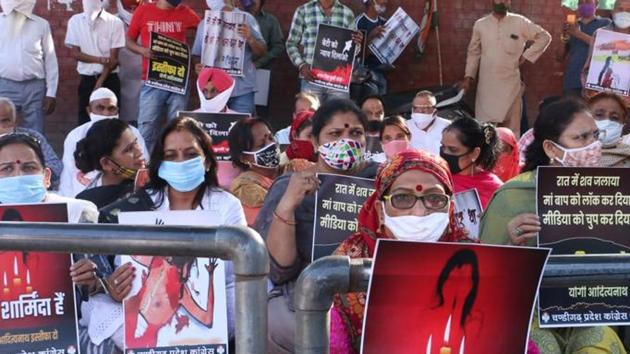 People protest against a gang rape incident in Manimajra, Panchkula.(Sant Arora /Hindustan Times/For Representative Purposes Only) People protest against a gang rape incident in Manimajra, Panchkula.(Sant Arora /Hindustan Times/For Representative Purposes Only)