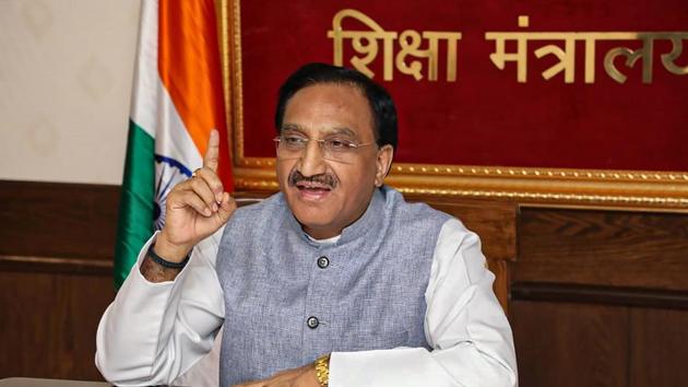 Union education minister Ramesh Pokhriyal. (File photo) Union education minister Ramesh Pokhriyal. (File photo)