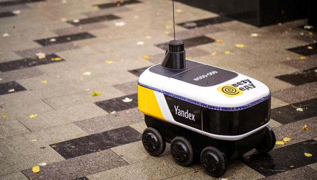 A driverless robot called Yandex.Rover is seen in this handout photo.(REUTERS)