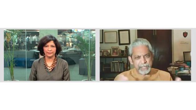 Sanchita Sharma, Editor Health and Science, Hindustan Times, in conversation with Vikram Patel, Professor of Global Health, Harvard Medical School, during the 18th edition of HTLS on December 11. Patel talked about the worsening mental health in society, especially exacerbated by the pandemic. “For those groups of the population whose employment prospects have been extinguished altogether, I think the impact is going to be far more serious,” Patel told HT. (HT Photo)