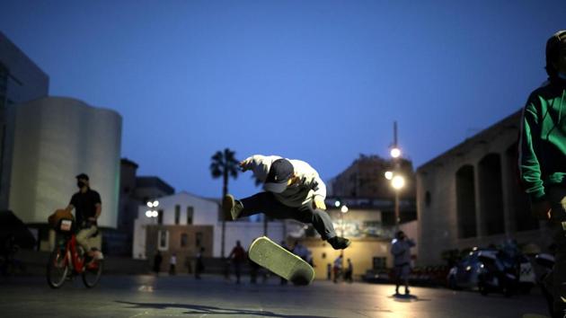 Skateboarder Petar "Stewie" Stantchev does a trick, known as a nollie 360 flip, in front of Barcelona Contemporary Art Museum. (REUTERS) Skateboarder Petar "Stewie" Stantchev does a trick, known as a nollie 360 flip, in front of Barcelona Contemporary Art Museum. (REUTERS)