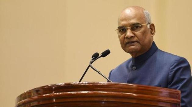 Ram Nath Kovind on Friday paid floral tributes to former President Pranab Mukherjee on his birth anniversary.(Vipin Kumar/HT PHOTO)