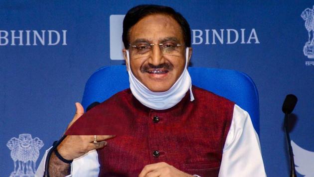 Union Minister for Human Resource Development, Dr. Ramesh Pokhriyal ‘Nishank’ said the education ministry is monitoring the pandemic situation, which has disrupted the academic session this year.(PTI)