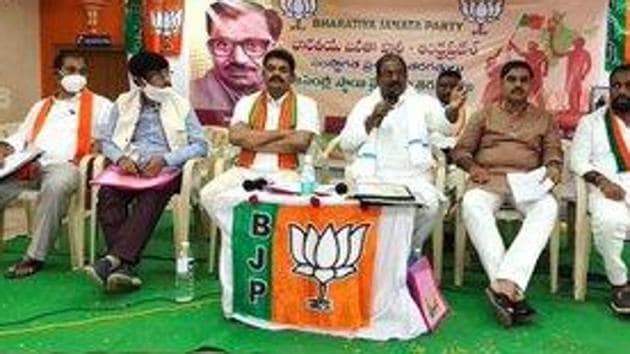 The state executive committee of the BJP discussed the strategy to be adopted by the party in the by-elections to Tirupati seat. The party also organised a Shobha Yatra in Tirupati town in the evening to put up a big show. (Photo@somuveerraju) The state executive committee of the BJP discussed the strategy to be adopted by the party in the by-elections to Tirupati seat. The party also organised a Shobha Yatra in Tirupati town in the evening to put up a big show. (Photo@somuveerraju)