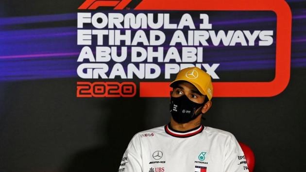Formula One F1 - Abu Dhabi Grand Prix - Yas Marina Circuit, Abu Dhabi, United Arab Emirates - December 12, 2020 Mercedes' Lewis Hamilton in the post qualifying FIA Press Conference FIA/Handout via REUTERS(REUTERS) Formula One F1 - Abu Dhabi Grand Prix - Yas Marina Circuit, Abu Dhabi, United Arab Emirates - December 12, 2020 Mercedes' Lewis Hamilton in the post qualifying FIA Press Conference FIA/Handout via REUTERS(REUTERS)