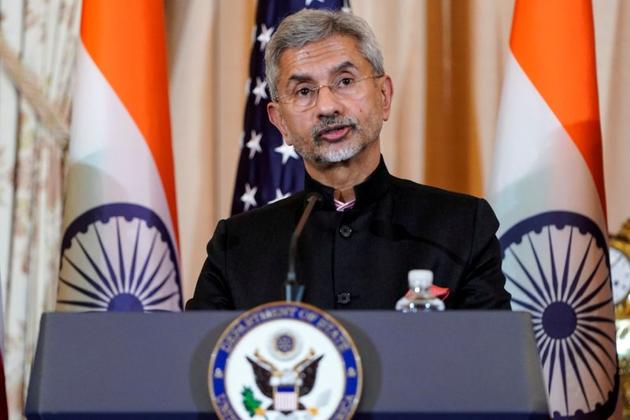 Indian foreign minister S Jaishankar speaks to the media after the 2019 US-India 2+2 ministerial dialogue at the State Department in Washington in December 2019.(REUTERS FILE)