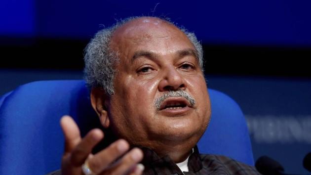 Union agriculture minister Narendra Singh Tomar addresses a press conference in New Delhi in this file photo. (PTI Photo) Union agriculture minister Narendra Singh Tomar addresses a press conference in New Delhi in this file photo. (PTI Photo)