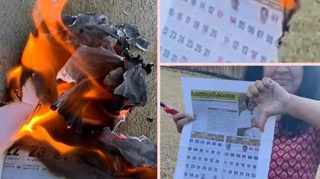 Copies of the calendar were burnt in Kollam, Pala and Kottayam, said church reformers. (HT Photo)