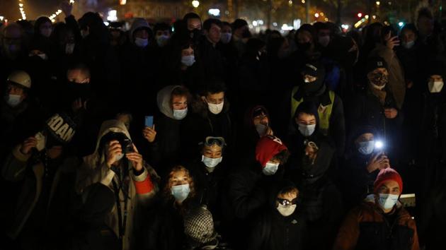 Demonstrators leave after a protest against a proposed security bill on Saturday. (AP Photo) Demonstrators leave after a protest against a proposed security bill on Saturday. (AP Photo)