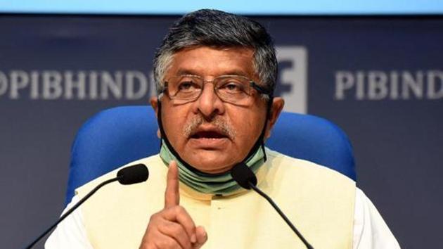 Ravi Shankar Prasad said India is now aiming to surpass China in the field of mobile manufacturing(Sonu Mehta/HT PHOTO)