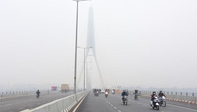 Vehicles on Signature bridge during a cold and foggy morning, in New Delhi. (File photo) Vehicles on Signature bridge during a cold and foggy morning, in New Delhi. (File photo)